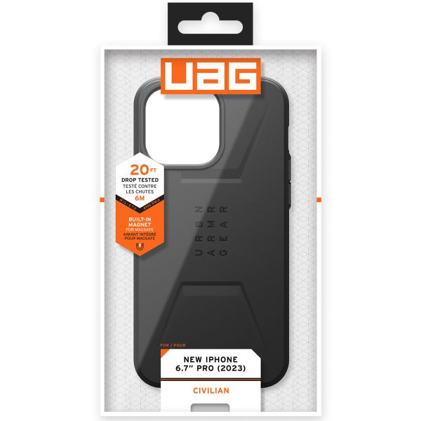 UAG Civilian Backcover MagSafe iPhone 15 Pro Max - Zwart / Schwarz / Black