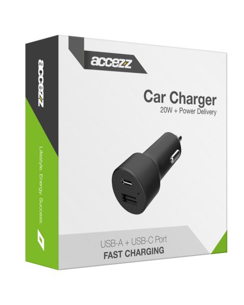 Accezz Car Charger - Autolader - Power Delivery - 20 Watt - Zwart / Schwarz / Black