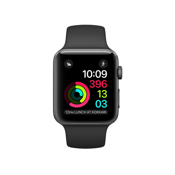 Refurbished Apple Watch Series 2 Boîtier en aluminium de 42 mm Gris espace avec bracelet sport noir