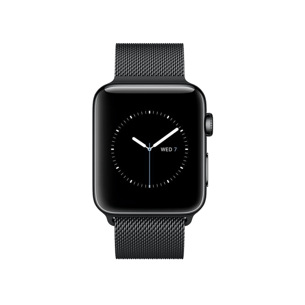 Refurbished Apple Watch Series 2 Boîtier en Acier inoxydable de 38 mm Noir avec bracelet sport noir