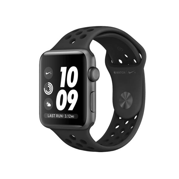 Refurbished Apple Watch Series 3 Boîtier en aluminium de 42 mm Nike + GPS + Cellulaire Gris espace avec bracelet sport noir