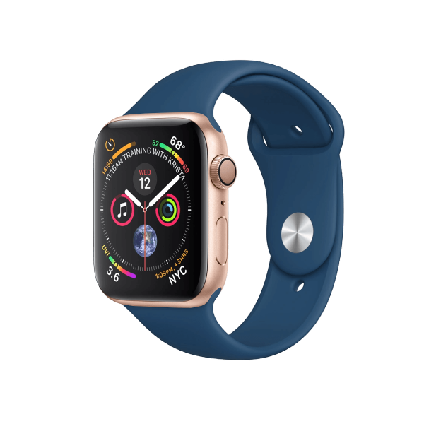 Refurbished Apple Watch série 4 | 44mm | Boîtier en aluminium Or Rose | Bracelet Sport Bleu | GPS | Wifi