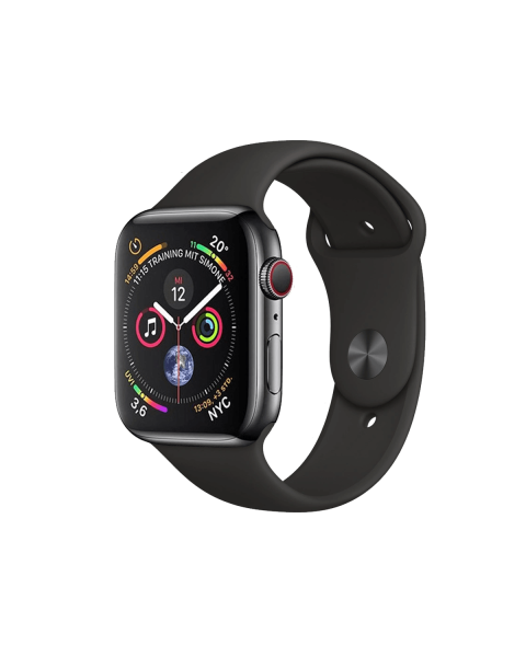 Refurbished Apple Watch Serie 4 | 44mm | Stainless Steel Noir | Bracelet Sport Noir | GPS | WiFi + 4G