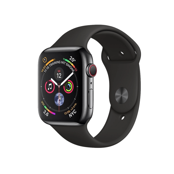 Refurbished Apple Watch Serie 4 | 44mm | Stainless Steel Noir | Bracelet Sport Noir | GPS | WiFi + 4G