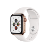 Refurbished Apple Watch Serie 5 | 40mm | Stainless Or | Bracelet de Sport Blanc | GPS | WiFi + 4G