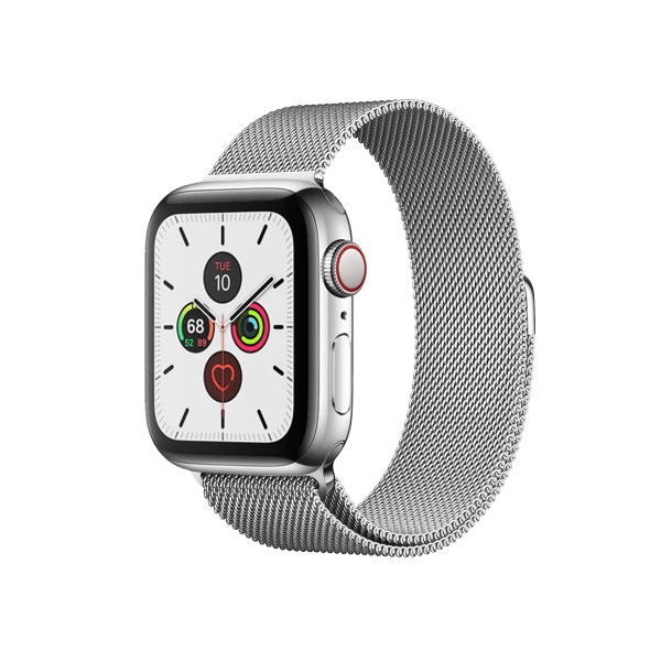 Refurbished Apple Watch Series 5 | 40mm | Stainless Steel Argent | Bracelet Milanais Argent | GPS | WiFi + 4G
