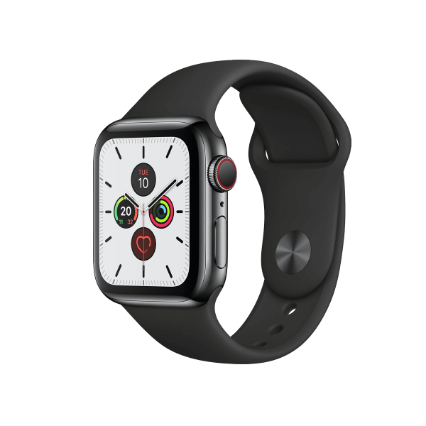 Apple Watch Serie 5 | 40mm | Titanium Gris sideral | Bracelet Sport Noir | GPS | WiFi + 4G