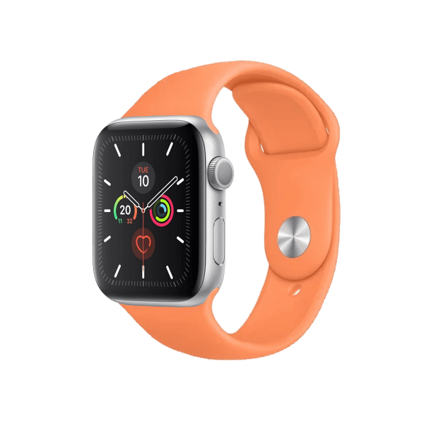 Refurbished Apple Watch Serie 5 | 44mm | Aluminum Argent | Bracelet Sport Papaya | GPS | WiFi + 4G