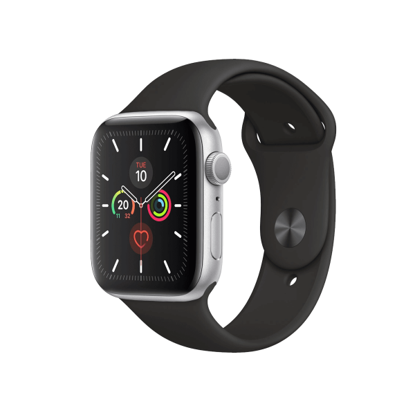 Apple Watch Series 5 | 44mm | Aluminium Case Zilver | Zwart sportbandje | GPS | WiFi