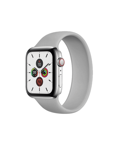 Apple Watch Series 5 | 44mm | Stainless Steel Argent | Bracelet Sport Gris | GPS | WiFi + 4G