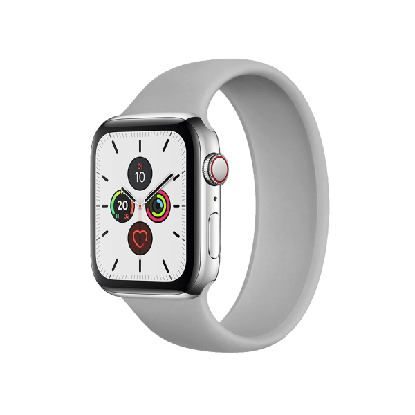 Apple Watch Series 5 | 44mm | Stainless Steel Argent | Bracelet Sport Gris | GPS | WiFi + 4G