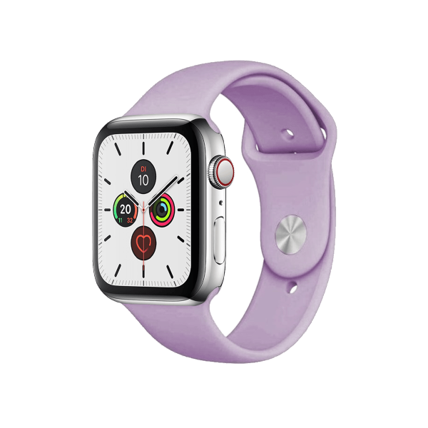 Apple Watch Series 5 | 44mm | Stainless Steel Argent | Bracelet Sport Violet | GPS | WiFi + 4G