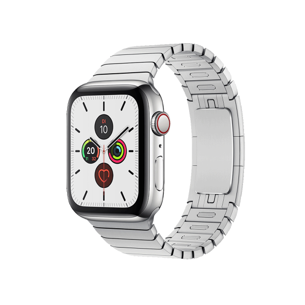 Refurbished Apple Watch Serie 5 | 44mm | Stainless Steel Argent | Bracelet à Maillons Argent | GPS | WiFi