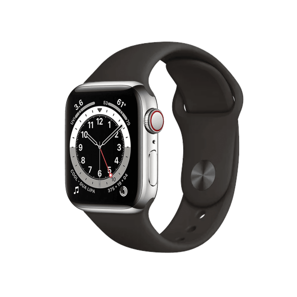 Refurbished Apple Watch Series 6 | 40mm | Stainless Argent | Bracelet Sport Noir | GPS | WiFi + 4G