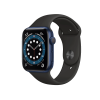 Refurbished Apple Watch Serie 6 | 44 mm | Aluminium Bleu | Bracelet Sport Noir | GPS | WiFi + 4G