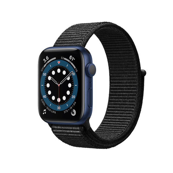 Refurbished Apple Watch Serie 6 | 44mm | Aluminium Bleu | Loop Sport Noir | GPS | WiFi + 4G