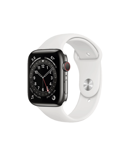 Refurbished Apple Watch Serie 6 | 44mm | Stainless Argent | Bracelet Sport Blanc | GPS | WiFi + 4G