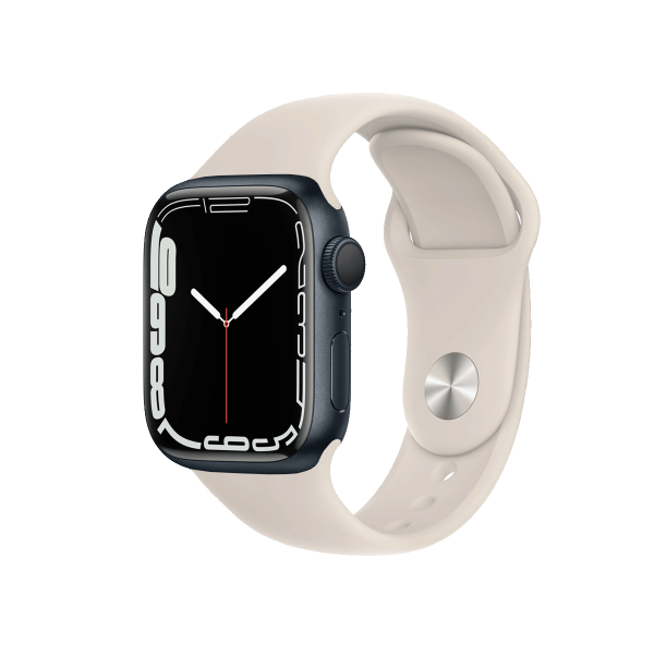 Refurbished Apple Watch Serie 7  | 41mm | Aluminium Minuit Bleu | Bracelet Sport Blanc | GPS | WiFi