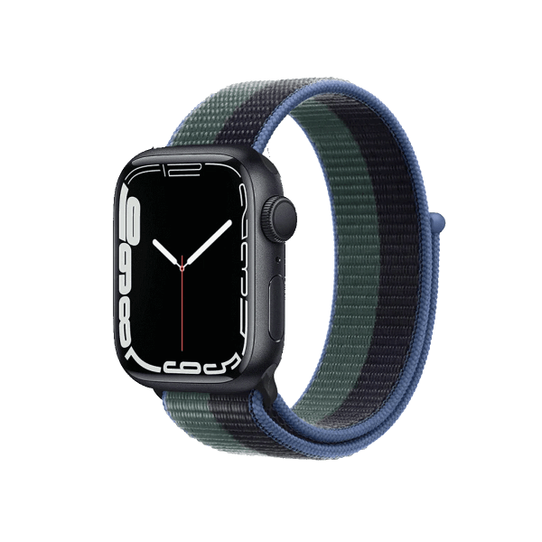 Refurbished Apple Watch Serie 7 | 41mm | Aluminium Minuit Bleu | Solo Loop Minuit/Eucalyptus | GPS | WiFi