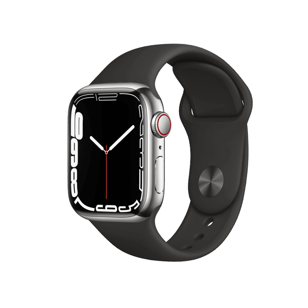 Refurbished Apple Watch Serie 7 | 41mm | Stainless Argent | Bracelet Sport Noir | GPS | WiFi + 4G