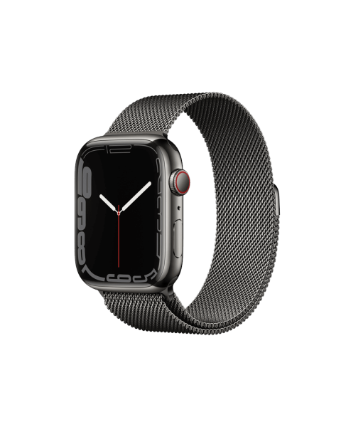 Apple Watch Series 7 | 45mm | Stainless Steel Case Grafiet | Grafiet Milanees bandje | GPS | WiFi + 4G