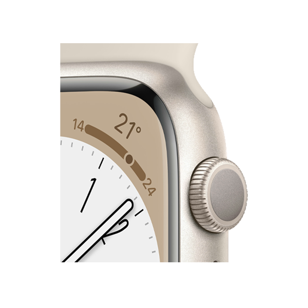 Refurbished Apple Watch Serie 8 | 41mm | Aluminium Starlight Blanc | Bracelet Sport Blanc | GPS | WiFi