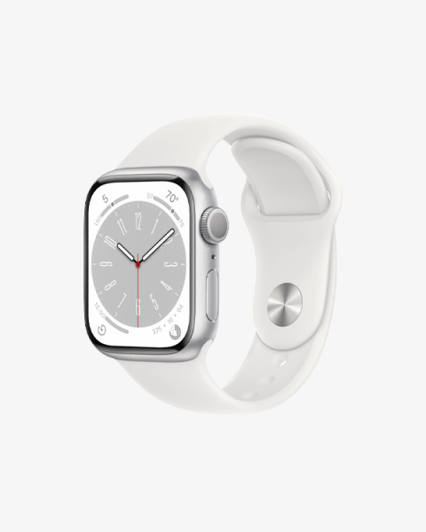 Refurbished Apple Watch Serie 8 | 41mm | Aluminium Argent | Bracelet Sport Blanc | GPS | WiFi