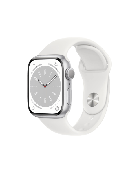 Refurbished Apple Watch Serie 8 | 41mm | Aluminium Argent | Bracelet Sport Blanc | GPS | WiFi