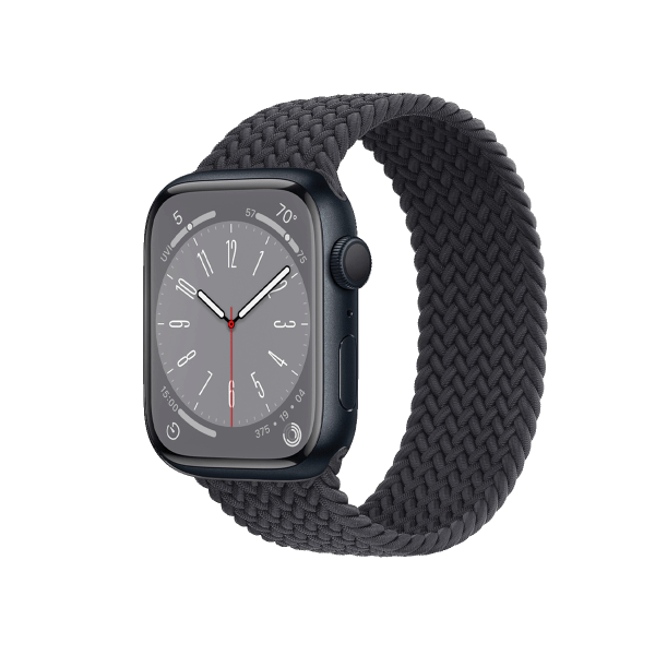Refurbished Apple Watch Serie 8 | 45mm | Aluminium Minuit Bleu | Bracelet Boucle Unique Tressée Minuit Bleu | GPS | WiFi + 4G