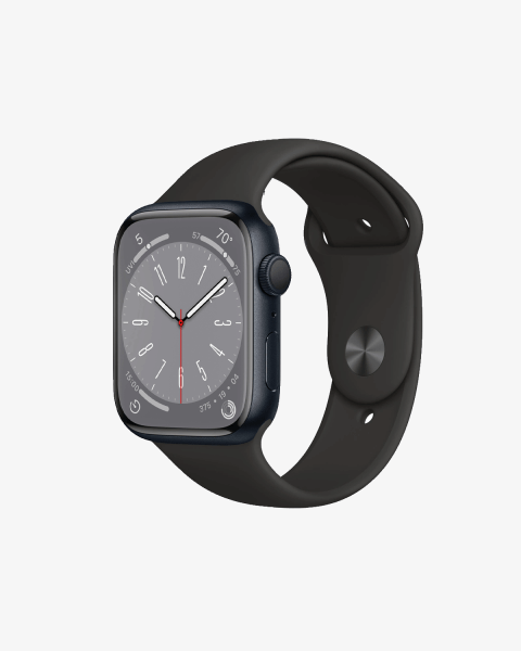 Refurbished Apple Watch Serie 8 | 45mm | Aluminium Minuit Bleu | Bracelet Sport Noir | GPS | WiFi