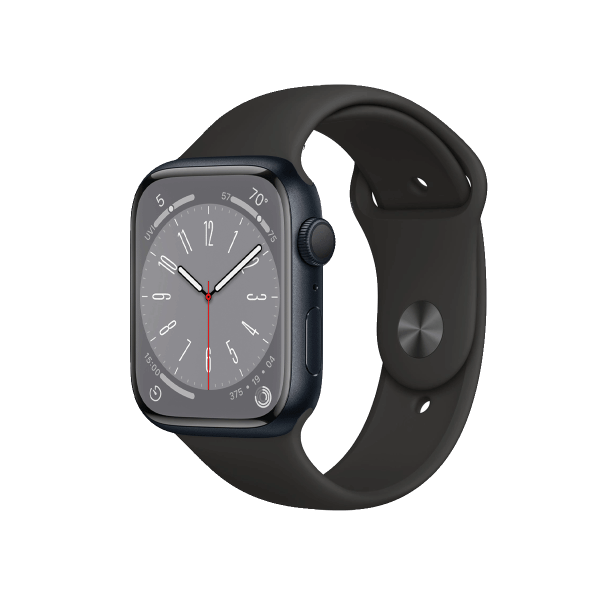 Refurbished Apple Watch Serie 8 | 45mm | Aluminium Minuit Bleu | Bracelet Sport Noir | GPS | WiFi