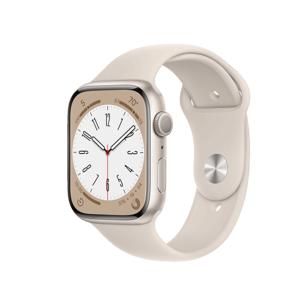Refurbished Apple Watch Serie 8 | 45mm | Aluminium Starlight Blanc | Bracelet Sport Starlight Blanc | GPS | WiFi