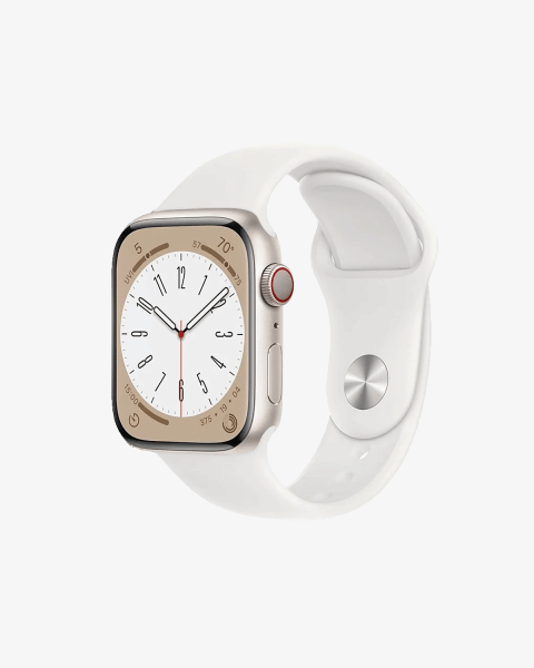 Refurbished Apple Watch Serie 8 | 45mm | Aluminium Starlight Blanc | Bracelet Sport Blanc | GPS | WiFi