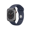 Refurbished Apple Watch Serie 8 | 45mm | Stainless Steel Graphite | Bracelet Sport Bleu Minuit | GPS | WiFi + 4G