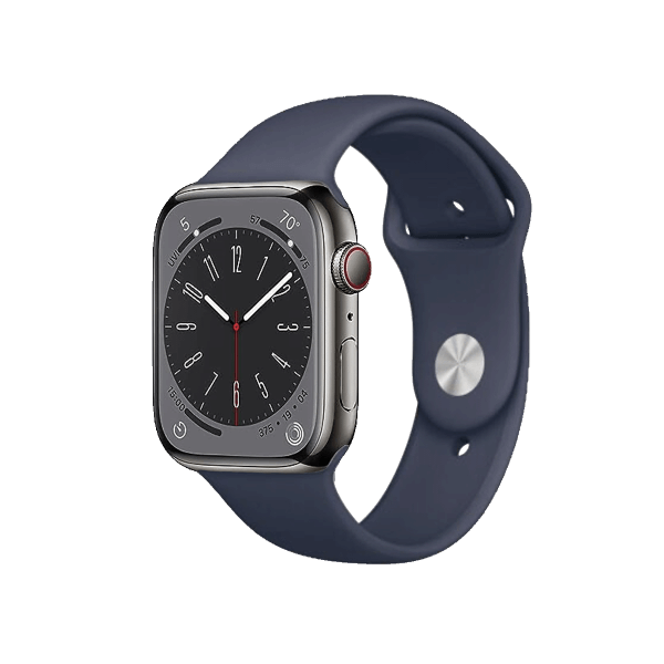 Refurbished Apple Watch Serie 8 | 45mm | Stainless Steel Graphite | Bracelet Sport Bleu Minuit | GPS | WiFi + 4G