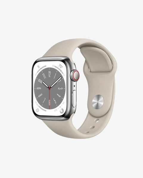 Refurbished Apple Watch Serie 8 | 45mm | Stainless Steel Argent | Bracelet Sport Stone | GPS | WiFi + 4G