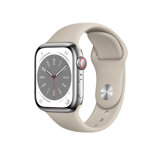 Refurbished Apple Watch Serie 8 | 45mm | Stainless Steel Argent | Bracelet Sport Stone | GPS | WiFi + 4G