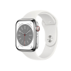 Refurbished Apple Watch Serie 8 | 45mm | Stainless Steel Argent | Bracelet Sport Blanc | GPS | WiFi + 4G