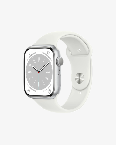 Refurbished Apple Watch Serie 8 | 45mm | Aluminium Argent | Bracelet Sport Blanc | GPS | WiFi