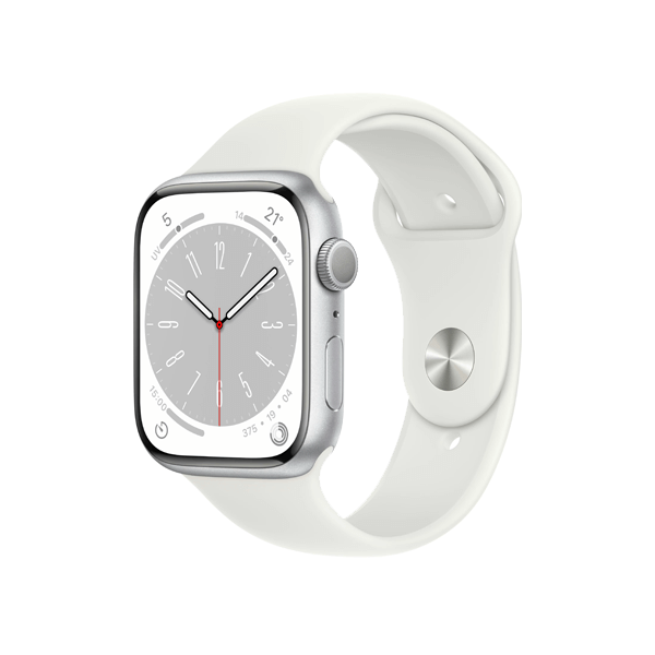 Refurbished Apple Watch Serie 8 | 45mm | Aluminium Argent | Bracelet Sport Blanc | GPS | WiFi