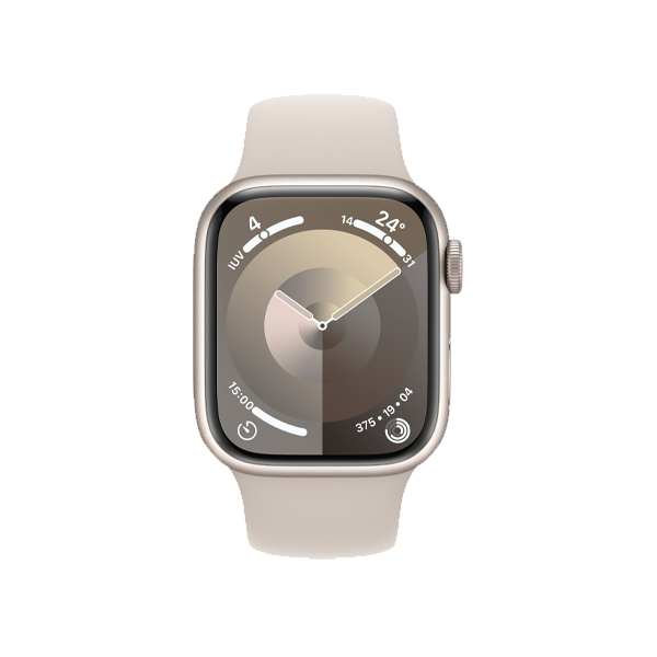 Refurbished Apple Watch Serie 9 | 41mm | Aluminium Lumi&egrave;re stellaire | Bracelet Sport Lumi&egrave;re stellaire M/L | GPS | WiFi + 4G
