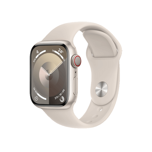 Refurbished Apple Watch Serie 9 | 41mm | Aluminium Lumi&egrave;re stellaire | Bracelet Sport Lumi&egrave;re stellaire M/L | GPS | WiFi + 4G