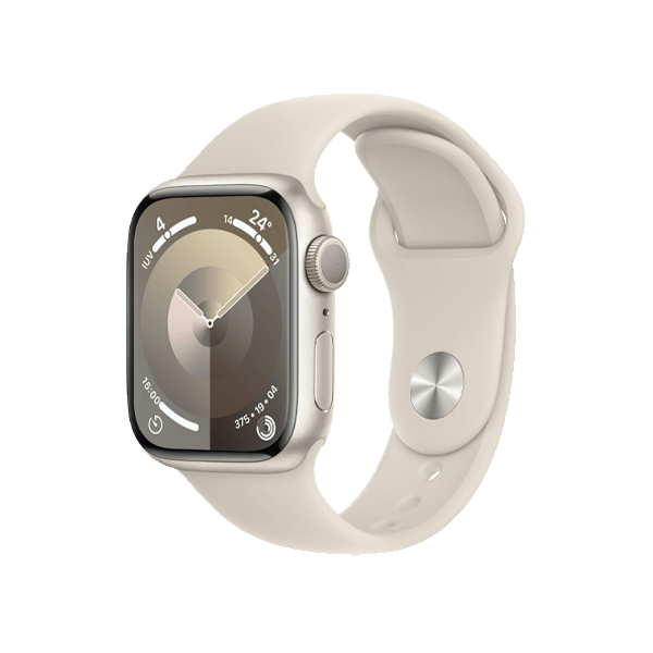 Refurbished Apple Watch Serie 9 | 41mm | Aluminium Lumi&egrave;re stellaire | Bracelet Sport Lumi&egrave;re stellaire S/M | GPS | WiFi