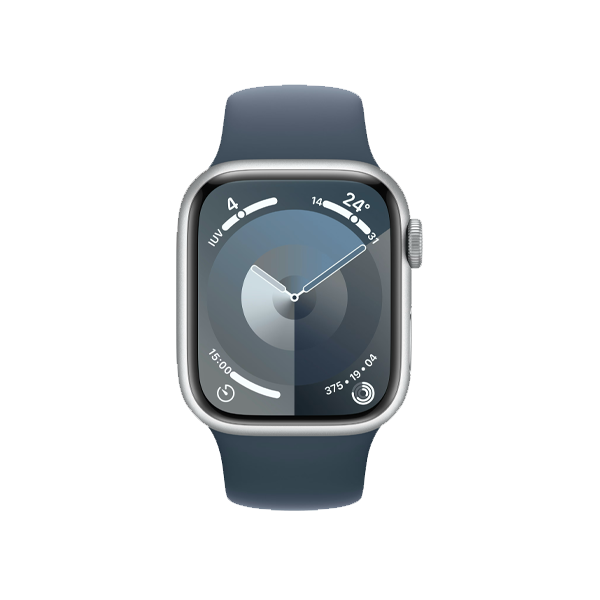 Refurbished Apple Watch Serie 9 | 41mm | Aluminium Argent | Bracelet Sport Bleu M/L | GPS | WiFi