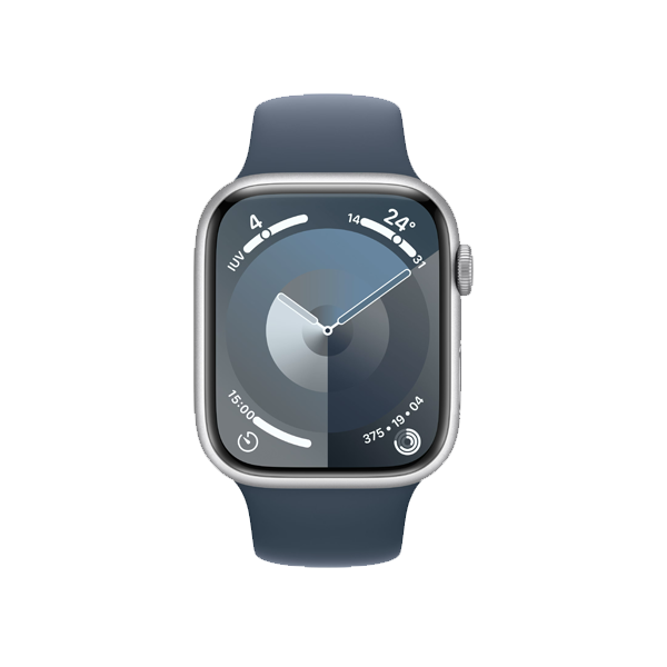 Refurbished Apple Watch Serie 9 | 45mm | Aluminium Argent | Bracelet Sport Bleu M/L | GPS | WiFi + 4G