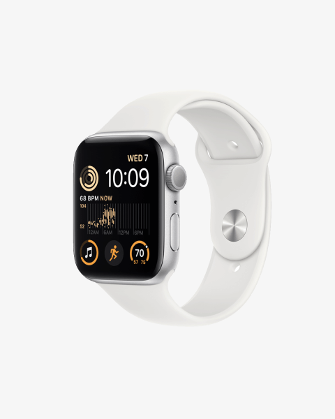 Refurbished Apple Watch Series SE 2022 | 44mm | Aluminium Argent | Bracelet Sport Blanc | GPS | WiFi + 4G