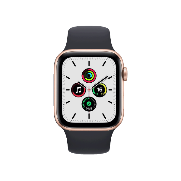 Refurbished Apple Watch Serie SE | 40mm | Aluminium Or Rose | Bracelet Sport Noir | GPS | WiFi + 4G