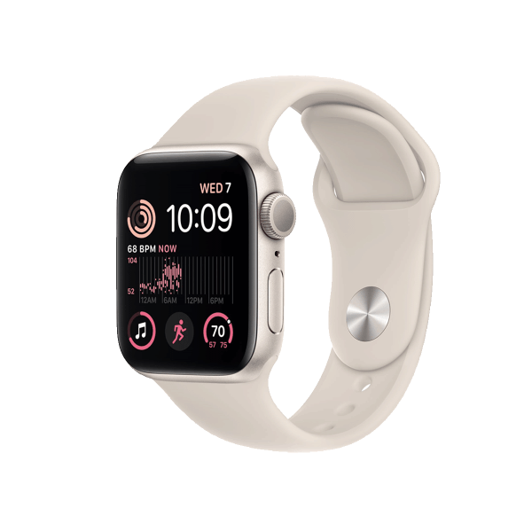 Refurbished Apple Watch Serie SE 2022 | 40mm | Aluminium Starlight Blanc | Bracelet Sport Starlight Blanc | GPS | WiFi
