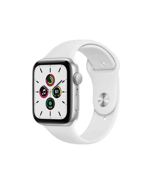 Refurbished Apple Watch Series SE | 44mm | Boîtier en aluminium argent | Bracelet Sport Blanc | GPS | Wi-Fi + 4G