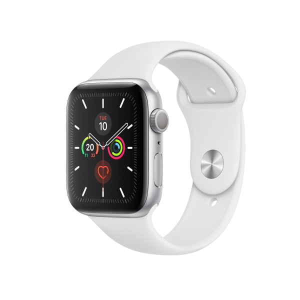 Apple Watch Serie 5 | 40mm | Aluminium Argent | Bracelet Sport Blanc | GPS | WiFi